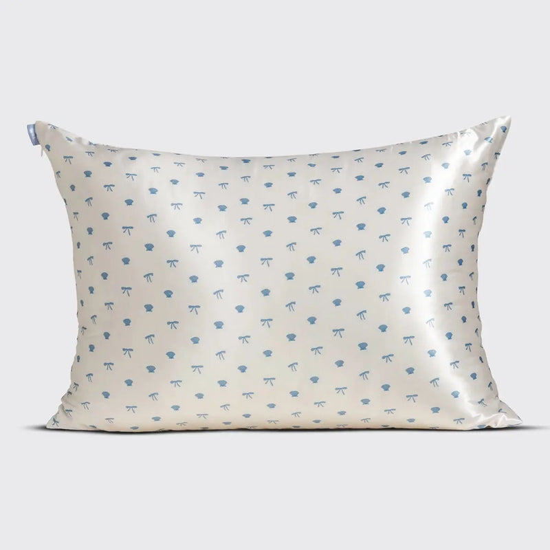 Kitsch Standard Satin Pillowcase Pearlized Cream & Coastal Blue