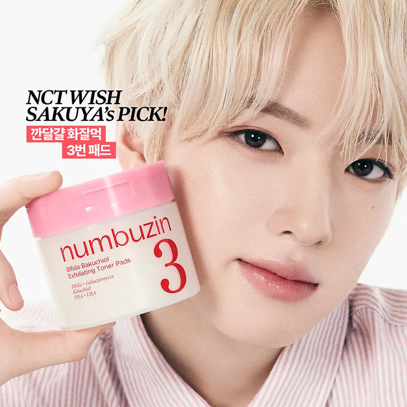 Numbuzin No.3 Bifida Bakuchiol Exfoliating Toner Pads
