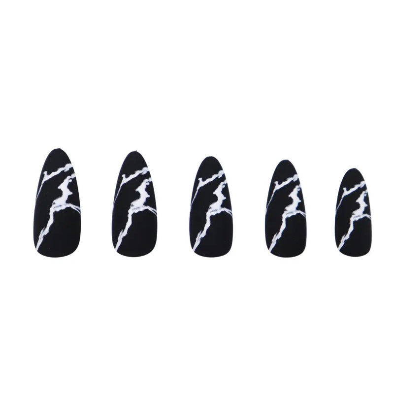 Boozyshop Press On French Nails Black Marble