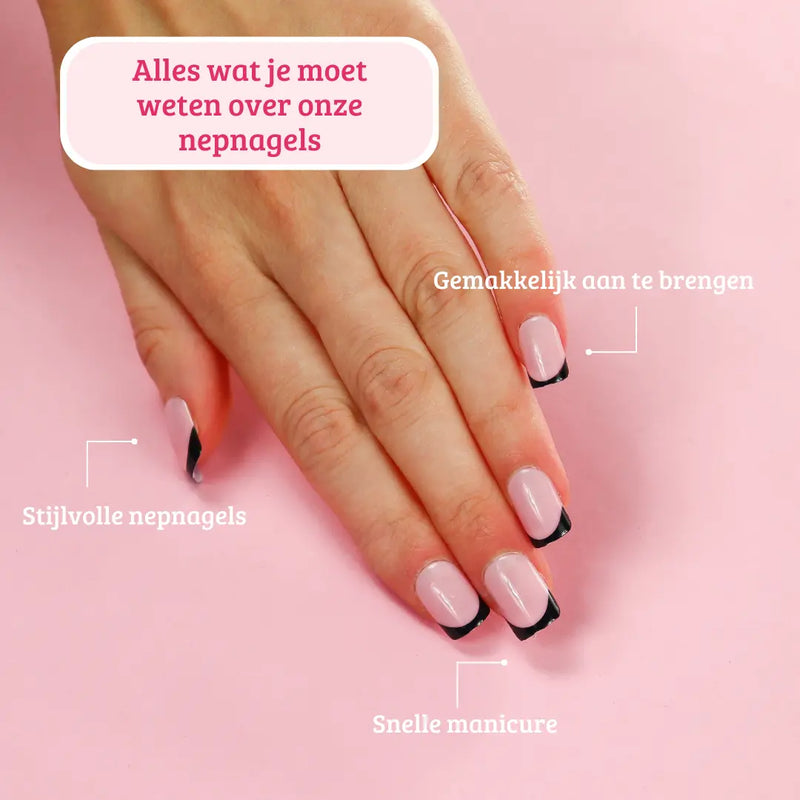 Boozyshop Press On French Nails Black / Pink