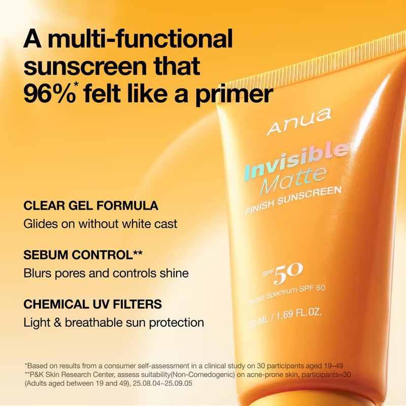 Anua Invisible Matte Finish Sunscreen