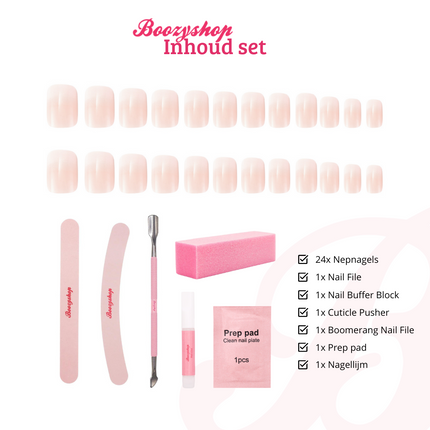 Boozyshop Complete Press On French Nails Set Ombre Soft Pink