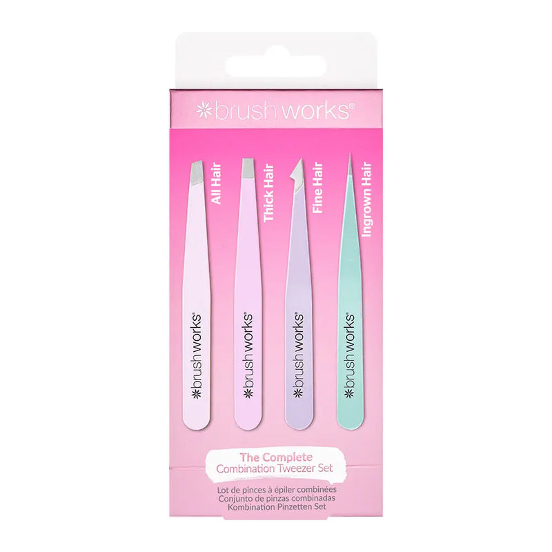 Brushworks 4 Piece Combination Tweezer Set Pastels