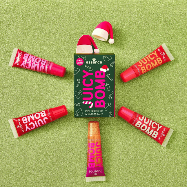 Essence Juicy Bomb Xmas Edition Shiny Lipgloss Set 01 Holly Jolly, Juicy!