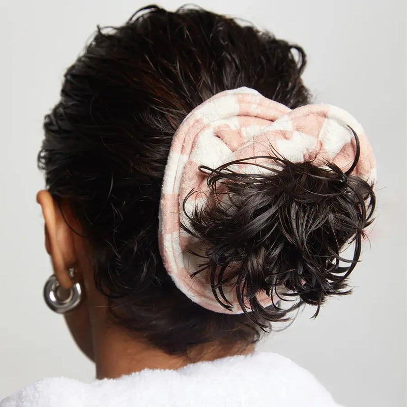 Kitsch Microfiber Quick-Dry Towel Scrunchie 2pc Terracotta Checker