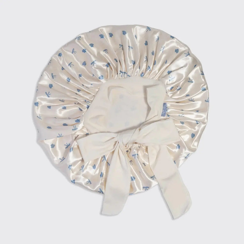 Kitsch Oversized Satin Bonnet Pearlized Cream & Coastal Blue
