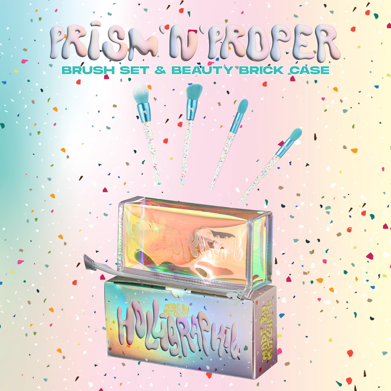 Made By Mitchell Holligraphic Prism 'n' Proper 4 Piece Face Brush Set & Bag