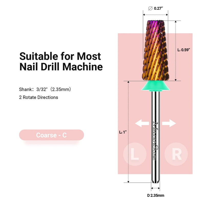 MelodySusie 5-in-1 Cross Cut Tungsten Carbide Nail Drill Bits Medium