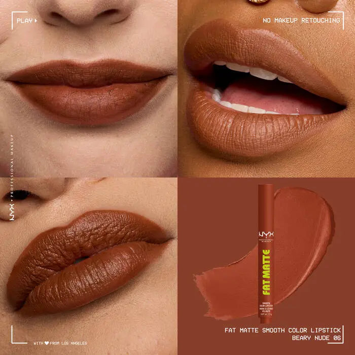 NYX Professional Makeup Fat Matte Smooth Color Lipstick Beary Nude