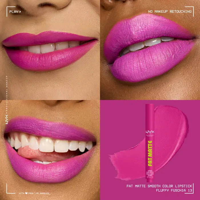 NYX Professional Makeup Fat Matte Smooth Color Lipstick Fluffy Fuchsia