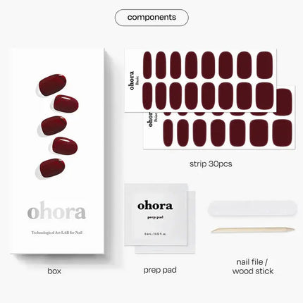 Ohora Semi Cured Gel Nail Strips N Classic Burgundy