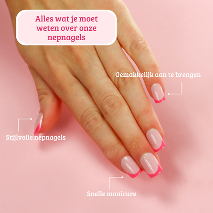 Boozyshop Press On French Nails Hot Pink / Pink