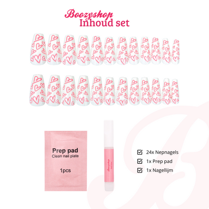 Boozyshop Press On French Nails Sweethearts