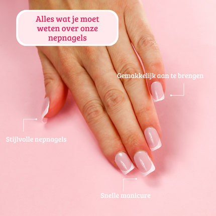 Boozyshop Press On French Nails White / Pink