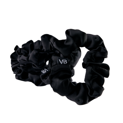 Veganboost Big Satin Scrunchies Black 6 Pieces