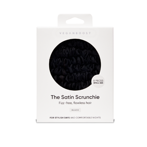 Veganboost Small Satin Scrunchies Black